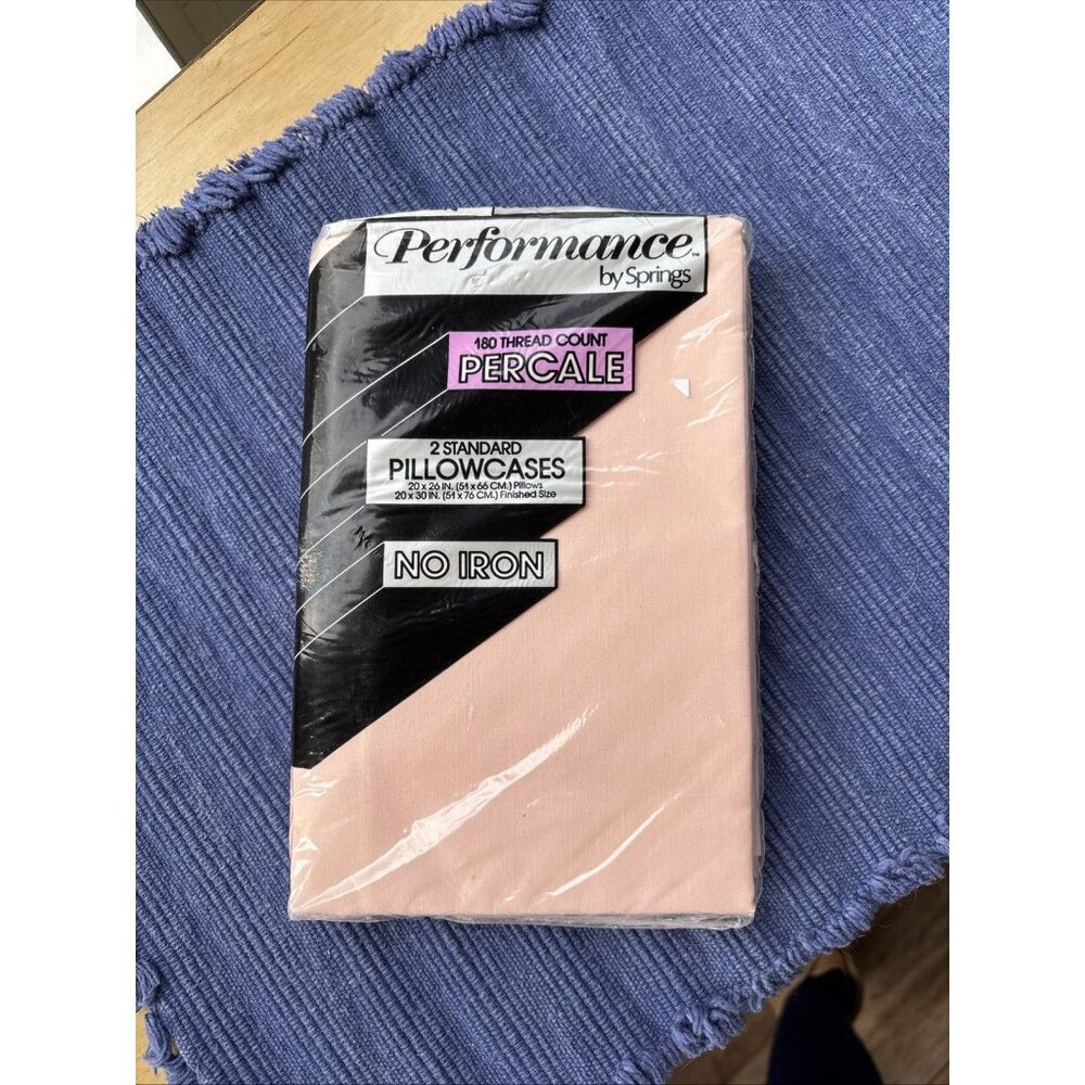 Vtg USA New Performance By Springs 2 Percale No Iron Standard Peach Pillowcases